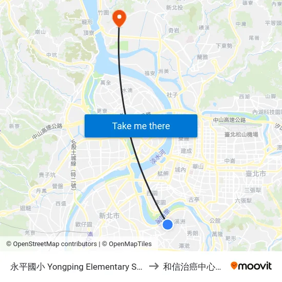 永平國小 Yongping Elementary School to 和信治癌中心醫院 map