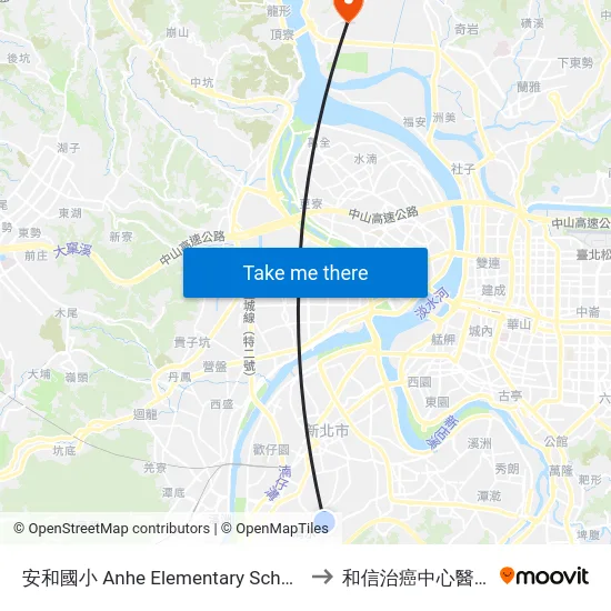 安和國小 Anhe Elementary School to 和信治癌中心醫院 map