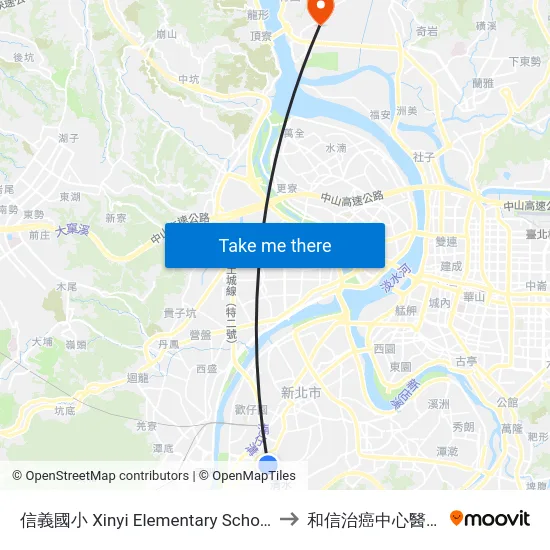 信義國小 Xinyi Elementary School to 和信治癌中心醫院 map