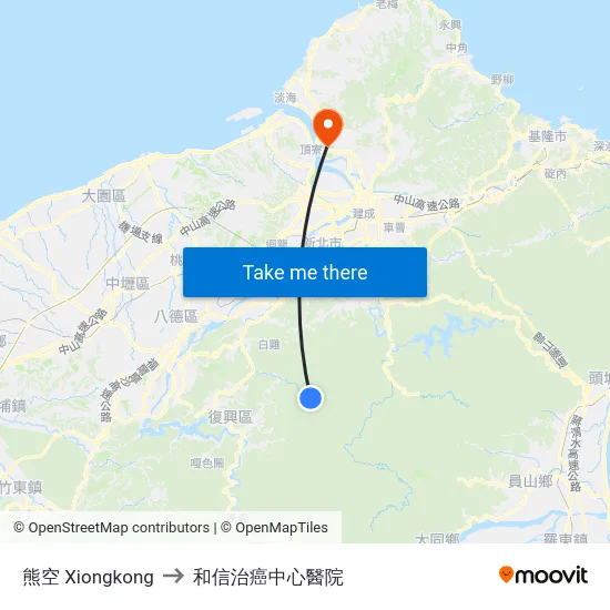 熊空 Xiongkong to 和信治癌中心醫院 map