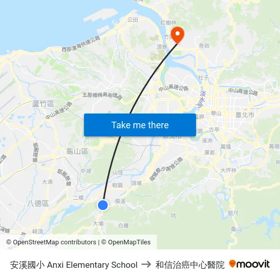 安溪國小 Anxi Elementary School to 和信治癌中心醫院 map