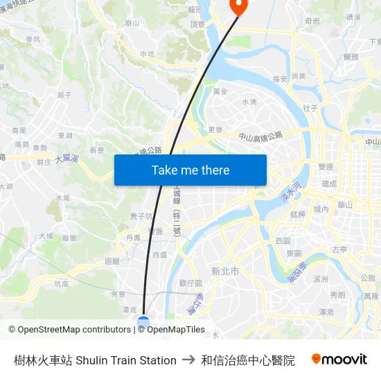 樹林火車站 Shulin Train Station to 和信治癌中心醫院 map