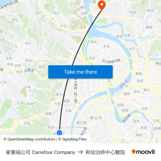 家樂福公司 Carrefour Company to 和信治癌中心醫院 map