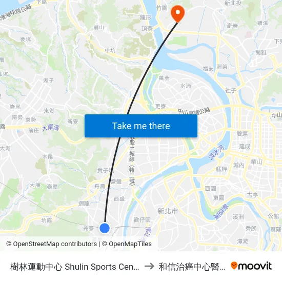 樹林運動中心 Shulin Sports Center to 和信治癌中心醫院 map
