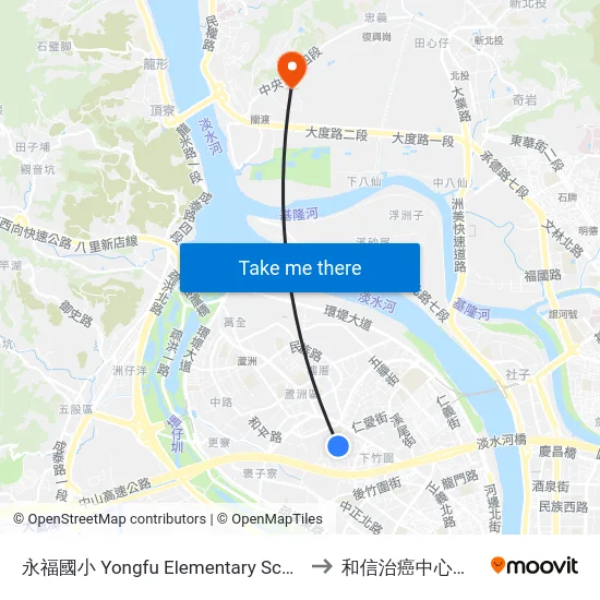 永福國小 Yongfu Elementary School to 和信治癌中心醫院 map