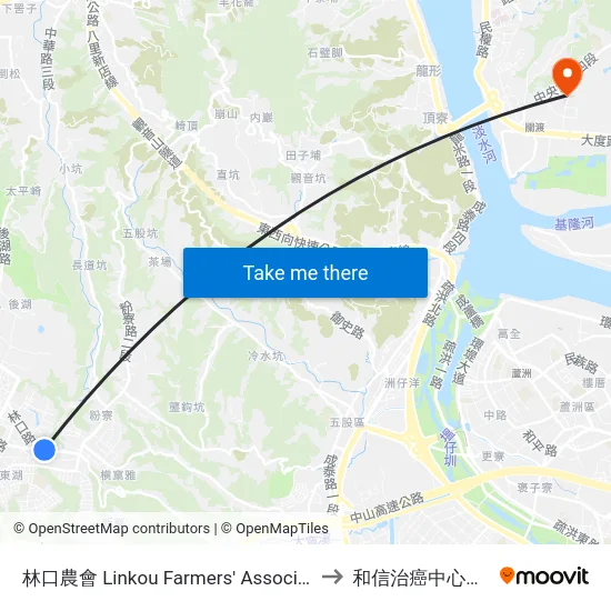 林口農會 Linkou Farmers' Association to 和信治癌中心醫院 map