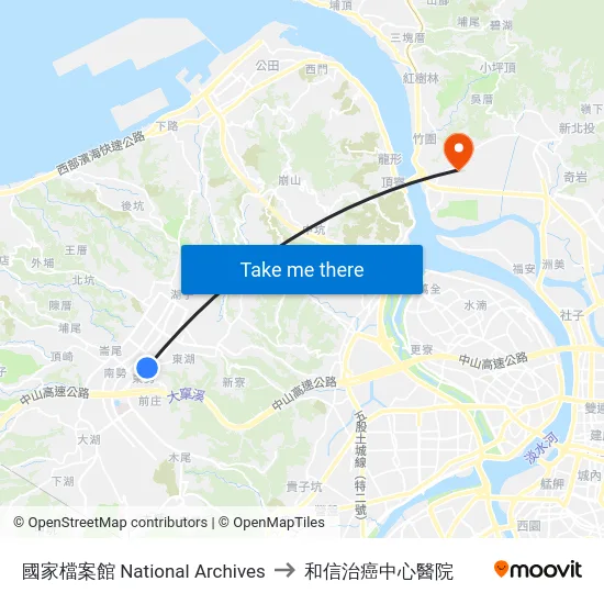 國家檔案館 National Archives to 和信治癌中心醫院 map