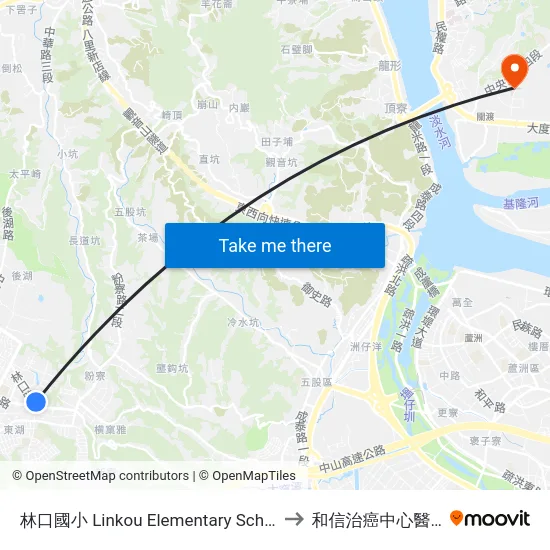 林口國小 Linkou Elementary School to 和信治癌中心醫院 map