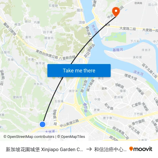 新加坡花園城堡 Xinjiapo Garden Chengbao to 和信治癌中心醫院 map