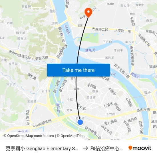 更寮國小 Gengliao Elementary School to 和信治癌中心醫院 map