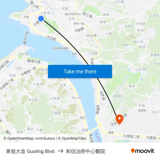果嶺大道 Guoling Blvd. to 和信治癌中心醫院 map