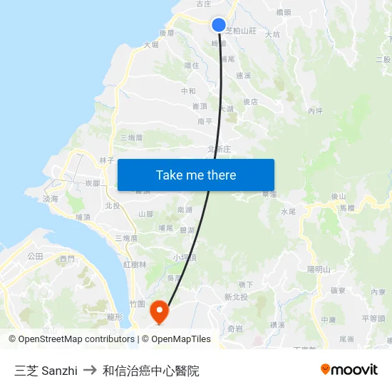 三芝 Sanzhi to 和信治癌中心醫院 map