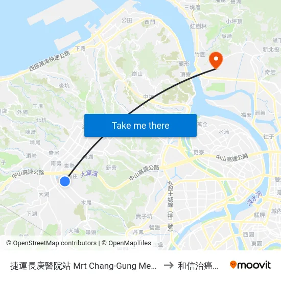 捷運長庚醫院站 Mrt Chang-Gung Memorial Hospital Sta. to 和信治癌中心醫院 map