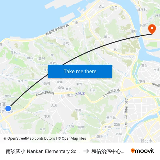 南崁國小 Nankan Elementary School to 和信治癌中心醫院 map