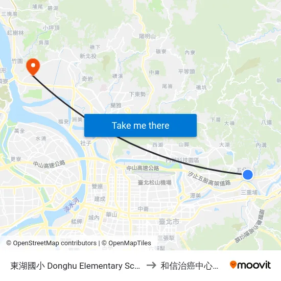 東湖國小 Donghu Elementary School to 和信治癌中心醫院 map