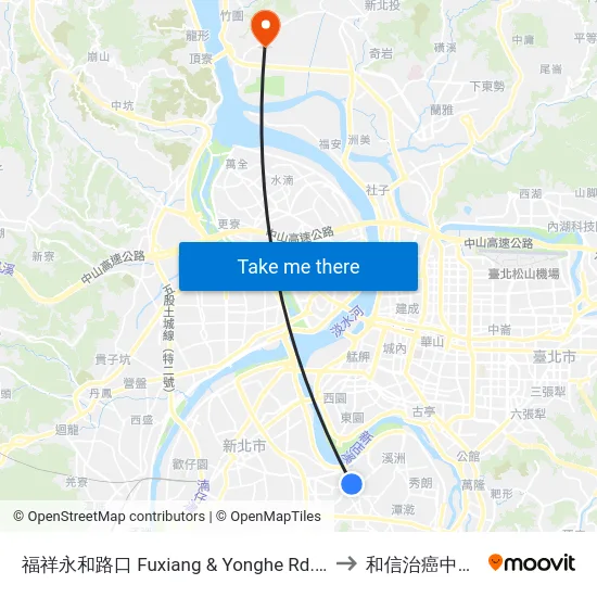 福祥永和路口 Fuxiang & Yonghe Rd. Intersection to 和信治癌中心醫院 map