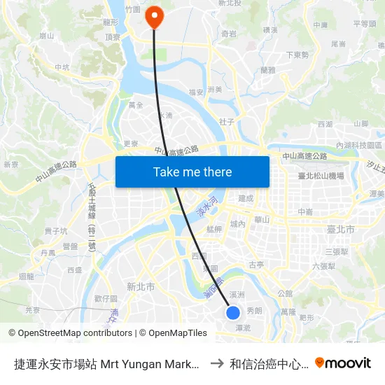 捷運永安市場站 Mrt Yungan Market Station to 和信治癌中心醫院 map