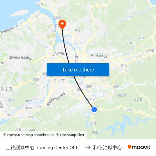 土銀訓練中心 Training Center Of Land Bank to 和信治癌中心醫院 map