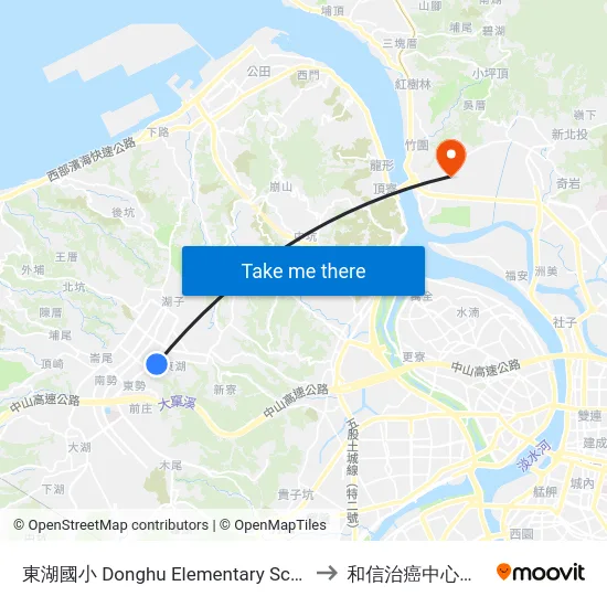 東湖國小 Donghu Elementary School to 和信治癌中心醫院 map