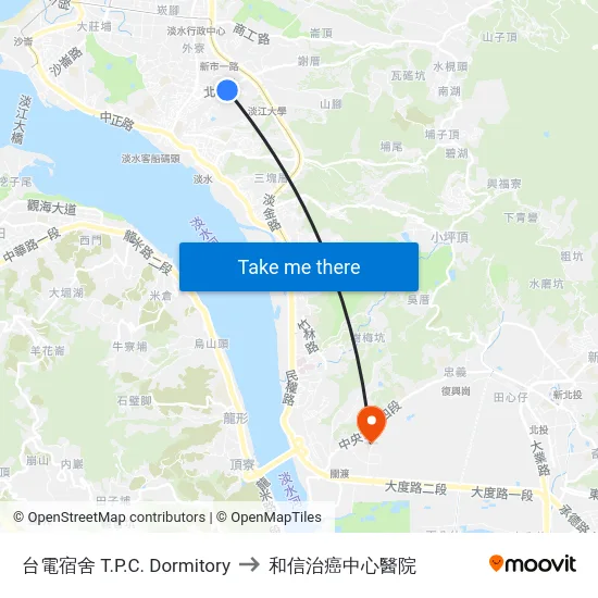 台電宿舍 T.P.C. Dormitory to 和信治癌中心醫院 map