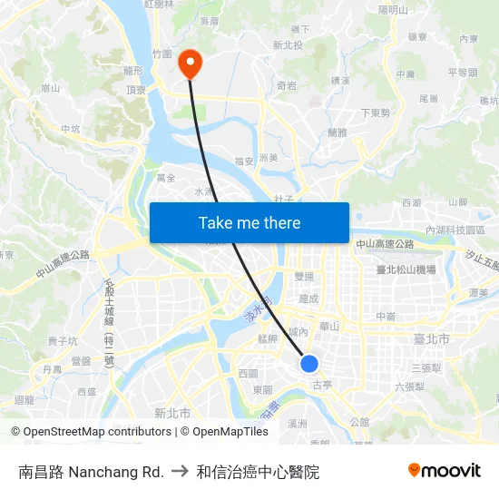 南昌路 Nanchang Rd. to 和信治癌中心醫院 map