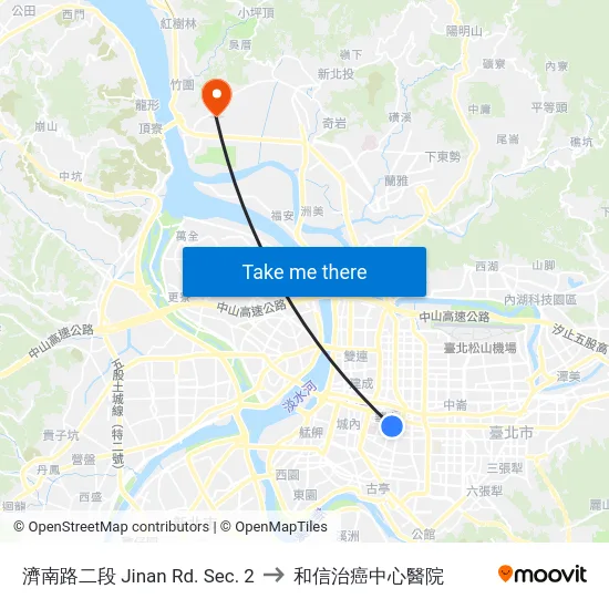 濟南路二段 Jinan Rd. Sec. 2 to 和信治癌中心醫院 map