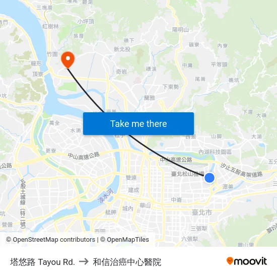 塔悠路 Tayou Rd. to 和信治癌中心醫院 map
