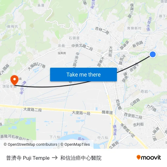 普濟寺 Puji Temple to 和信治癌中心醫院 map
