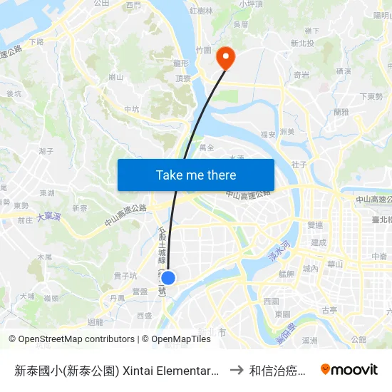 新泰國小(新泰公園) Xintai Elementary School(Xintai Park) to 和信治癌中心醫院 map
