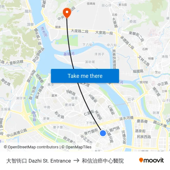 大智街口 Dazhi St. Entrance to 和信治癌中心醫院 map