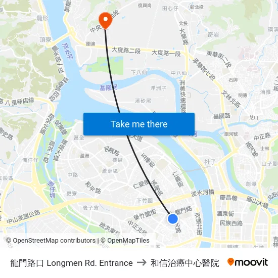 龍門路口 Longmen Rd. Entrance to 和信治癌中心醫院 map