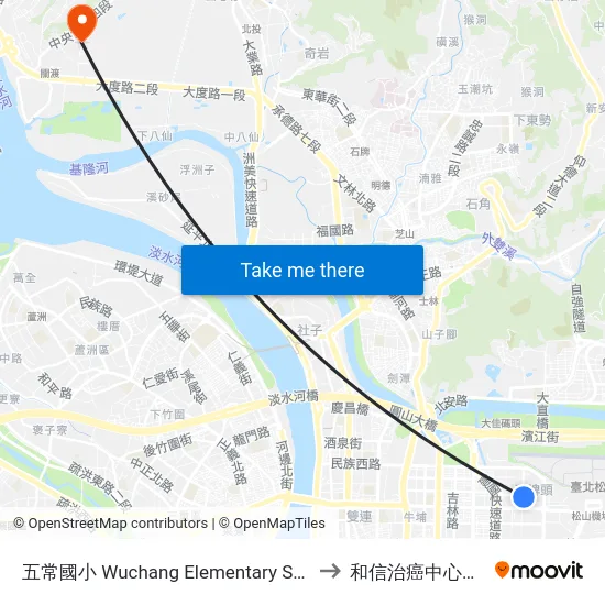 五常國小 Wuchang Elementary School to 和信治癌中心醫院 map