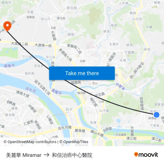 美麗華 Miramar to 和信治癌中心醫院 map