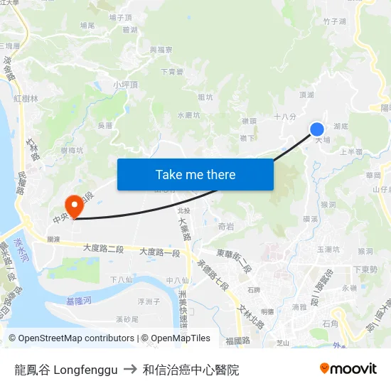 龍鳳谷 Longfenggu to 和信治癌中心醫院 map