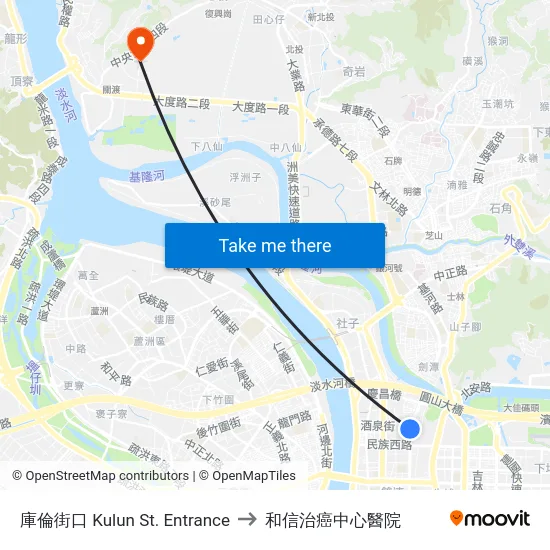 庫倫街口 Kulun St. Entrance to 和信治癌中心醫院 map