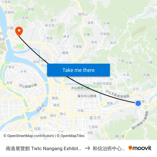 南港展覽館 Twtc Nangang Exhibition Hall to 和信治癌中心醫院 map