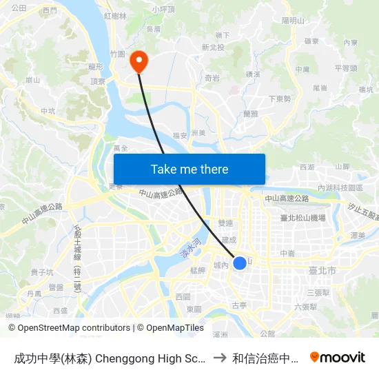 成功中學(林森) Chenggong High School (Linsen) to 和信治癌中心醫院 map
