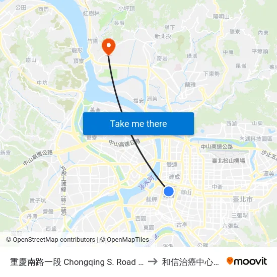 重慶南路一段 Chongqing S. Road Sec. 1 to 和信治癌中心醫院 map