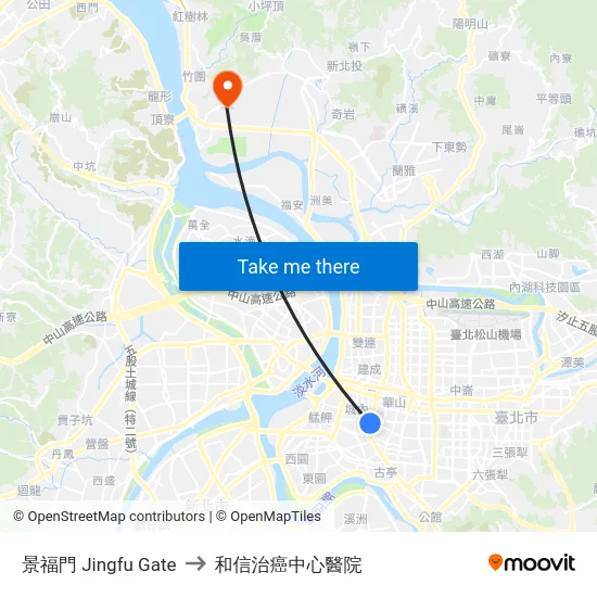 景福門 Jingfu Gate to 和信治癌中心醫院 map