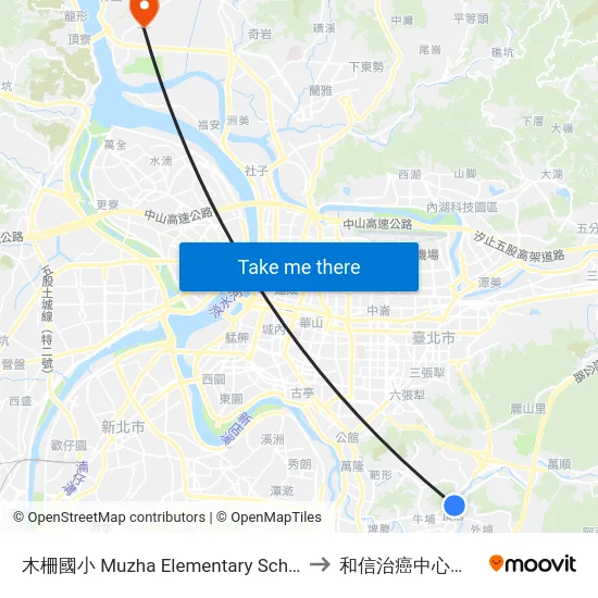 木柵國小 Muzha Elementary School to 和信治癌中心醫院 map