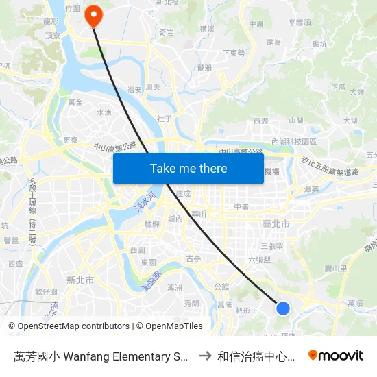 萬芳國小 Wanfang Elementary School to 和信治癌中心醫院 map