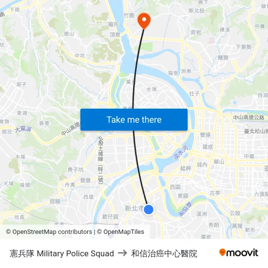 憲兵隊 Military Police Squad to 和信治癌中心醫院 map