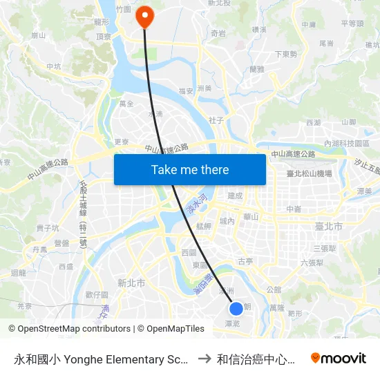永和國小 Yonghe Elementary School to 和信治癌中心醫院 map