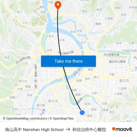 南山高中 Nanshan High School to 和信治癌中心醫院 map