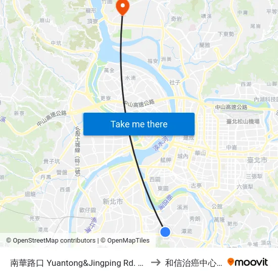 南華路口 Yuantong&Jingping Rd. Entrance to 和信治癌中心醫院 map