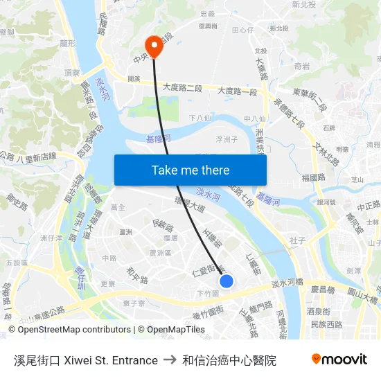 溪尾街口 Xiwei St. Entrance to 和信治癌中心醫院 map