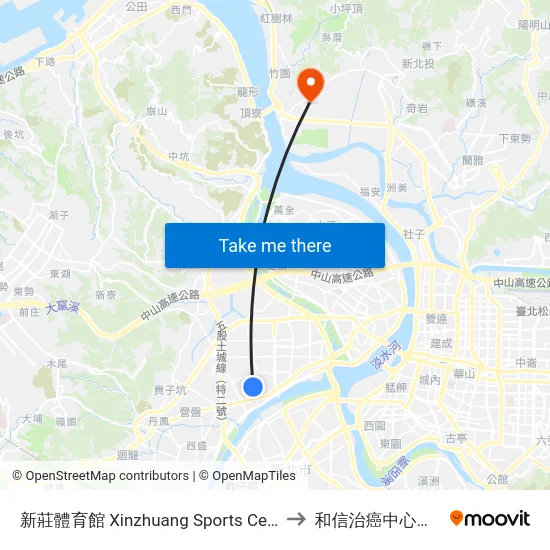 新莊體育館 Xinzhuang Sports Center to 和信治癌中心醫院 map