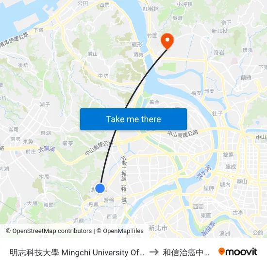明志科技大學 Mingchi University Of Technology to 和信治癌中心醫院 map