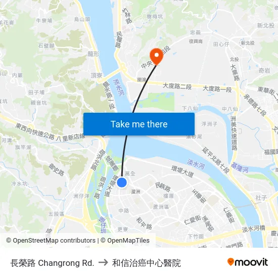 長榮路 Changrong Rd. to 和信治癌中心醫院 map