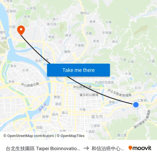 台北生技園區 Taipei Bioinnovation Park to 和信治癌中心醫院 map